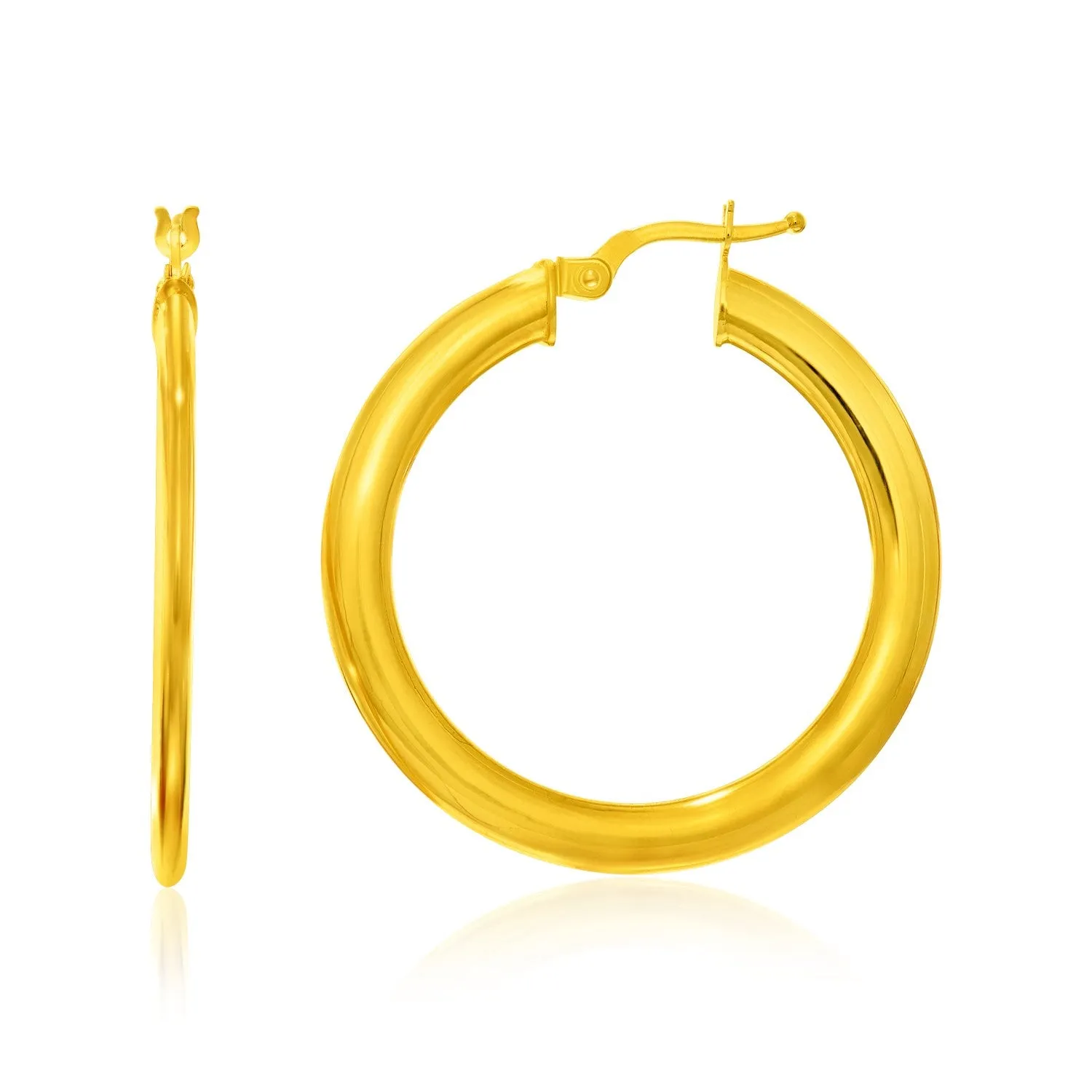 14k Yellow Gold Round Slim Design Hoop Earrings-rx57767