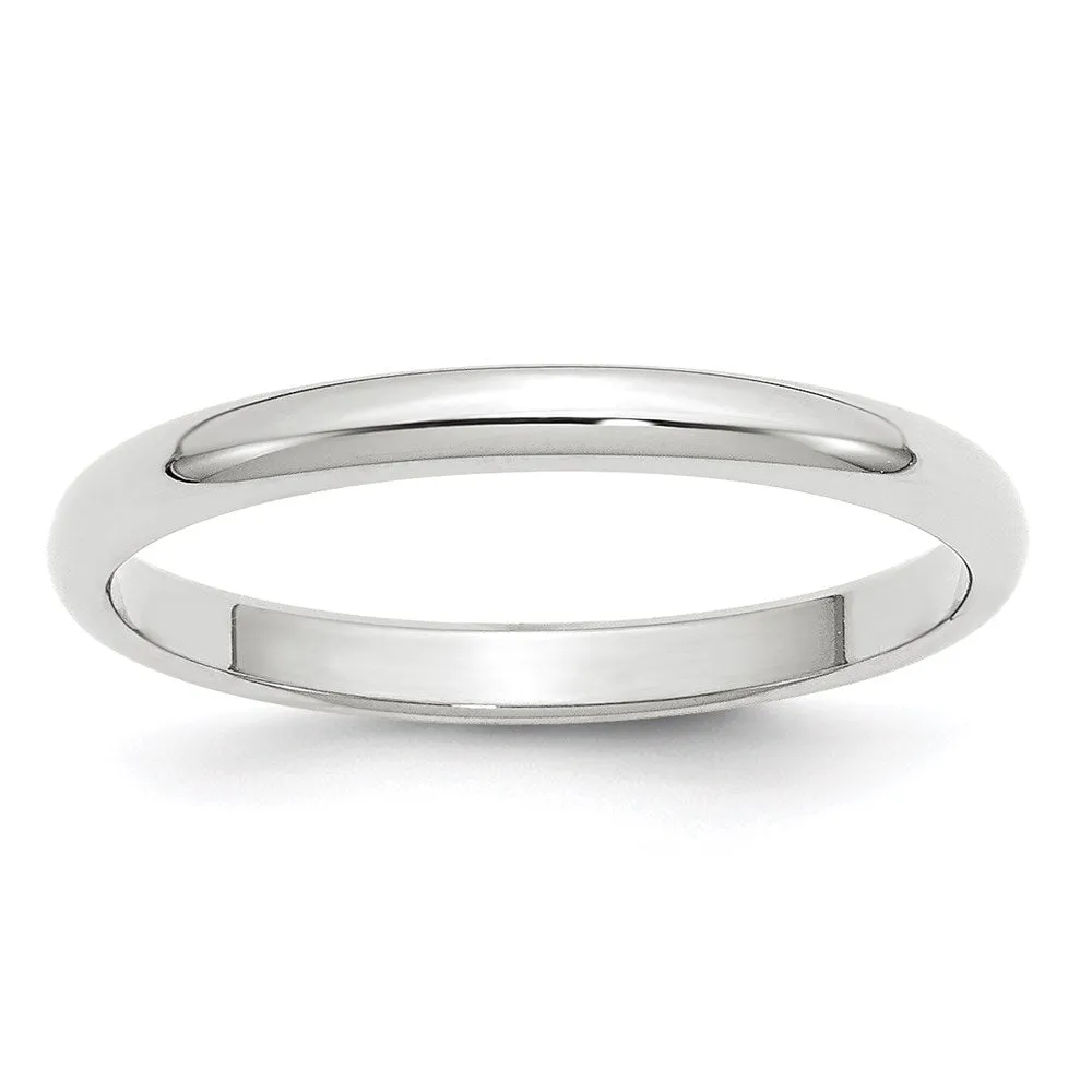 2mm to 6mm 10K White Gold Half Round Standard Fit Band