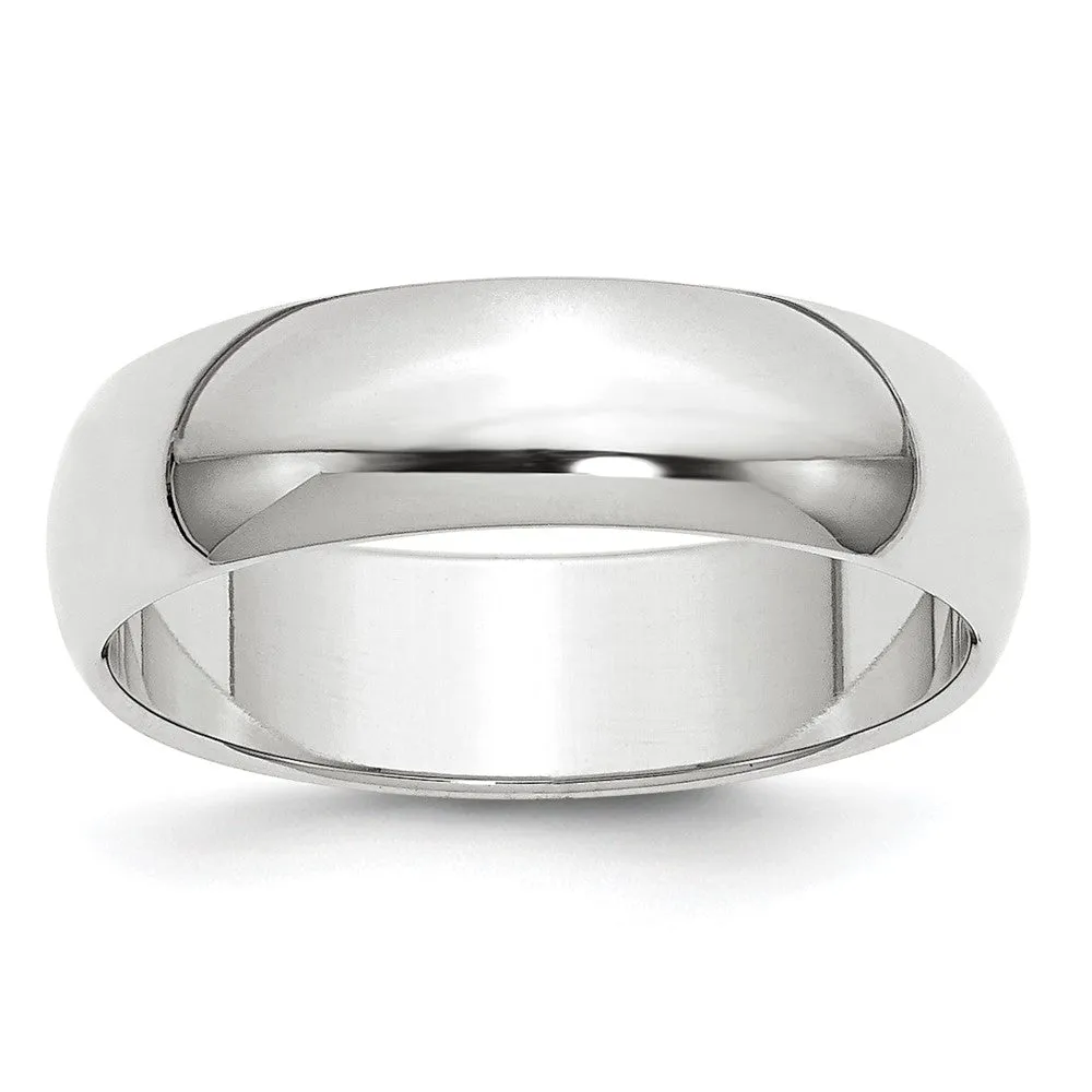 2mm to 6mm 10K White Gold Half Round Standard Fit Band