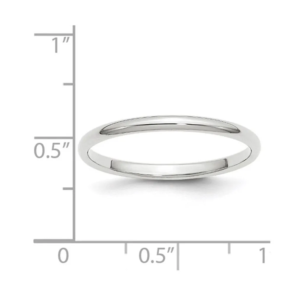 2mm to 6mm 10K White Gold Half Round Standard Fit Band