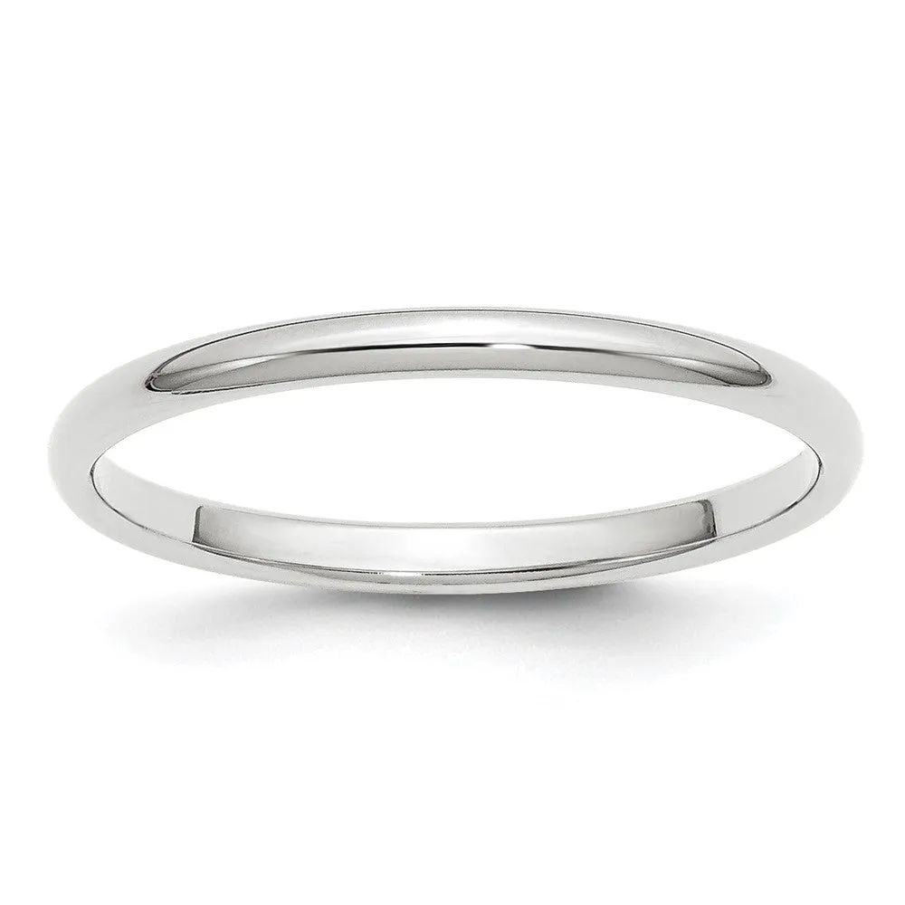 2mm to 6mm 10K White Gold Half Round Standard Fit Band