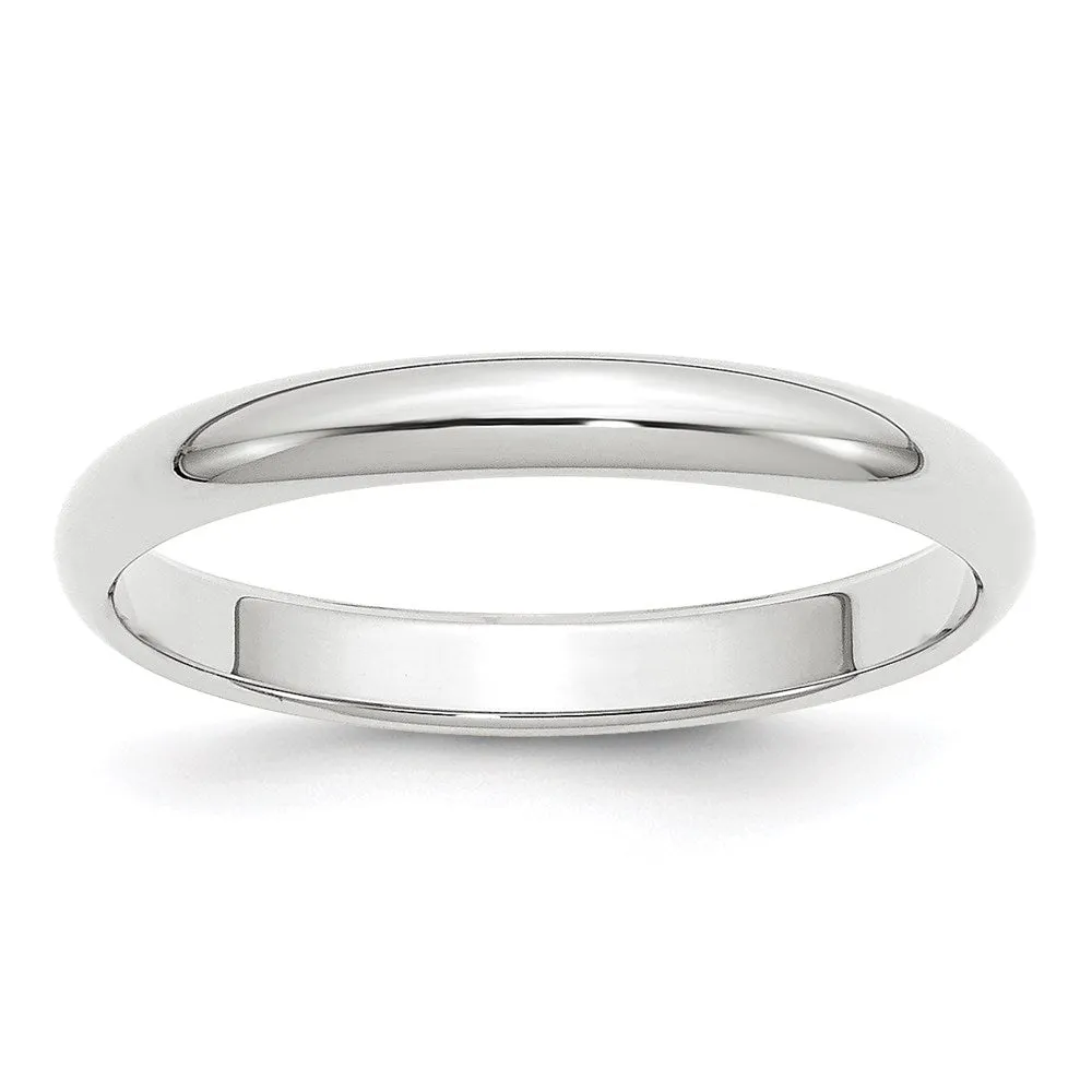 2mm to 6mm 10K White Gold Half Round Standard Fit Band