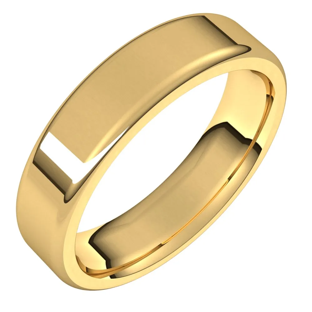 5mm 10K Yellow Gold Polished Round Edge Comfort Fit Flat Band