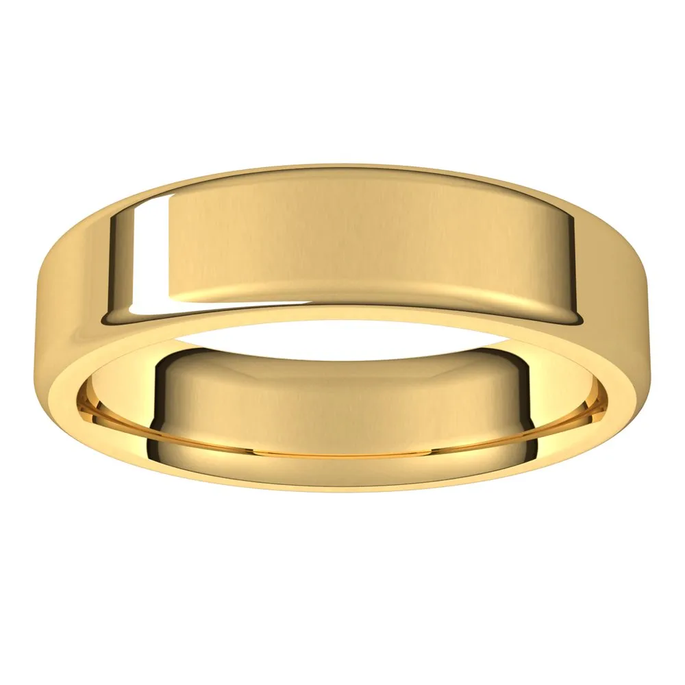 5mm 10K Yellow Gold Polished Round Edge Comfort Fit Flat Band