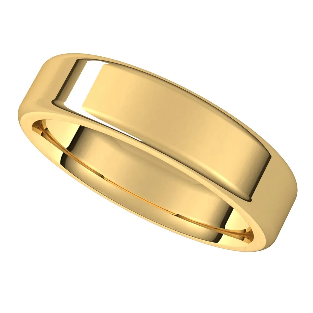 5mm 10K Yellow Gold Polished Round Edge Comfort Fit Flat Band