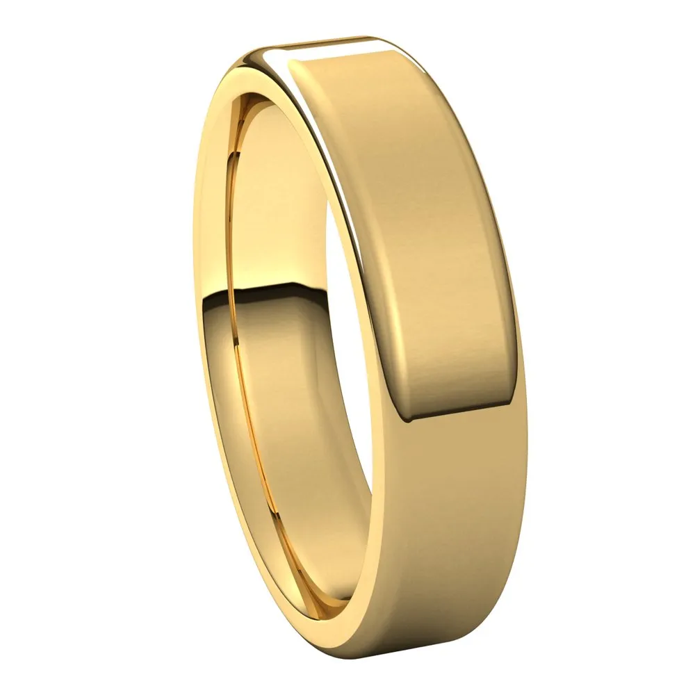 5mm 10K Yellow Gold Polished Round Edge Comfort Fit Flat Band