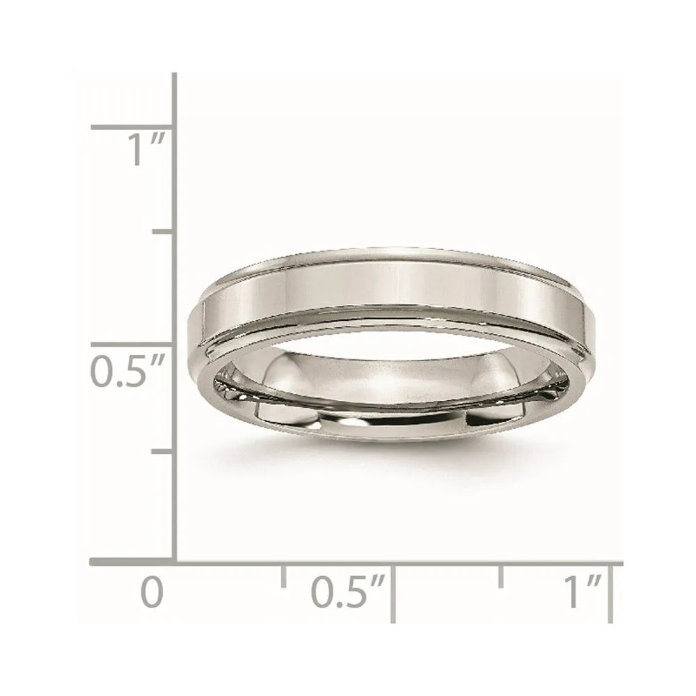 5mm Stainless Steel Polished Ridged Edge Standard Fit Band