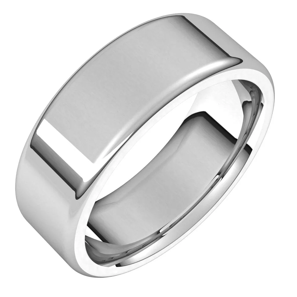 7mm 14K White Gold Polished Round Edge Comfort Fit Flat Band