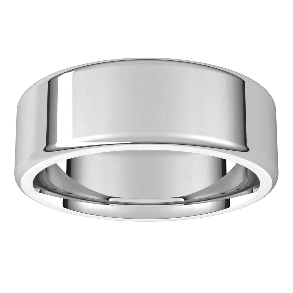 7mm 14K White Gold Polished Round Edge Comfort Fit Flat Band