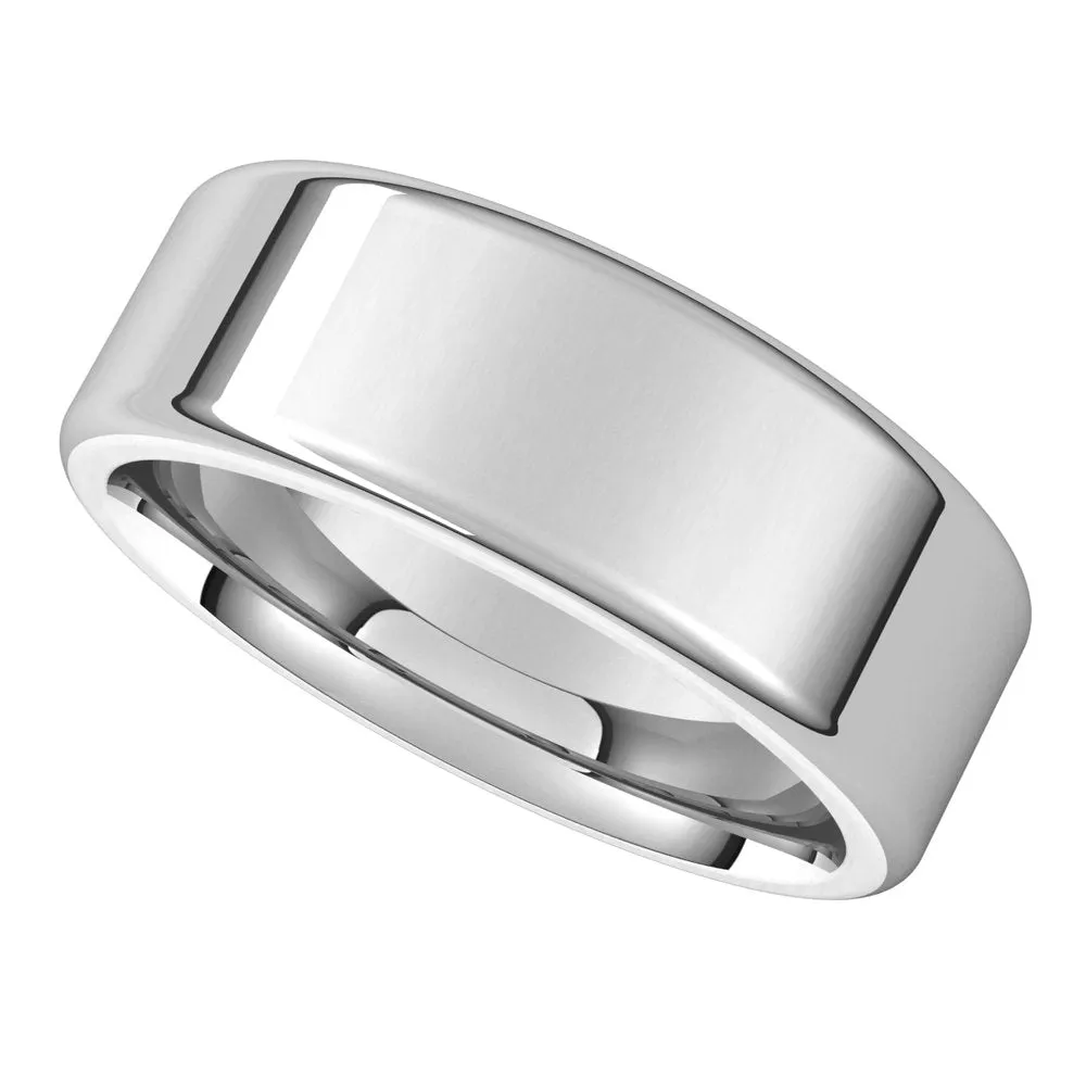 7mm 14K White Gold Polished Round Edge Comfort Fit Flat Band