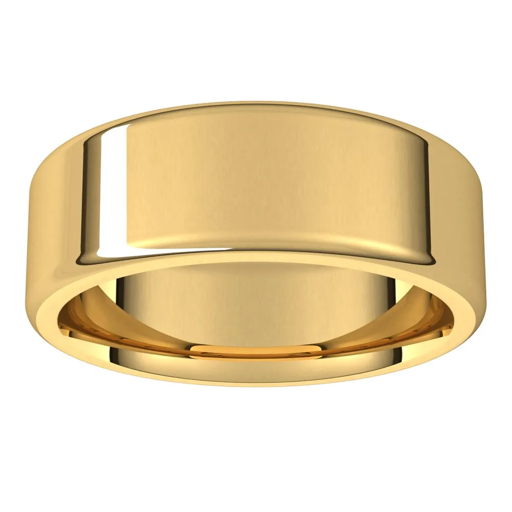 7mm 14K Yellow Gold Polished Round Edge Comfort Fit Flat Band