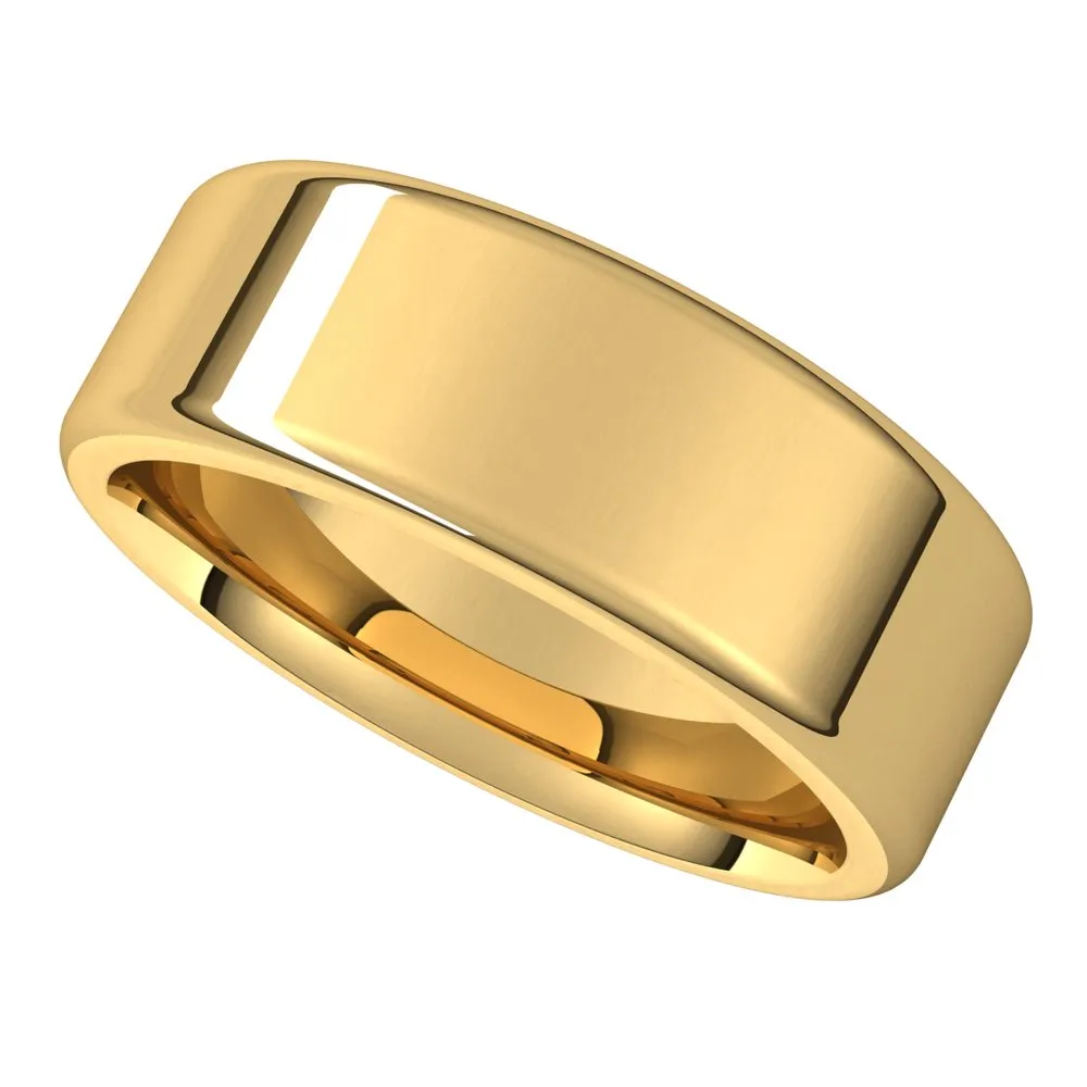 7mm 14K Yellow Gold Polished Round Edge Comfort Fit Flat Band