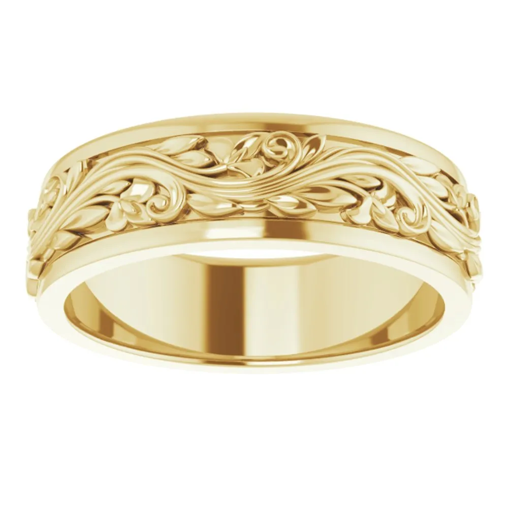 7mm 14K Yellow Gold Sculptural Standard Fit Band