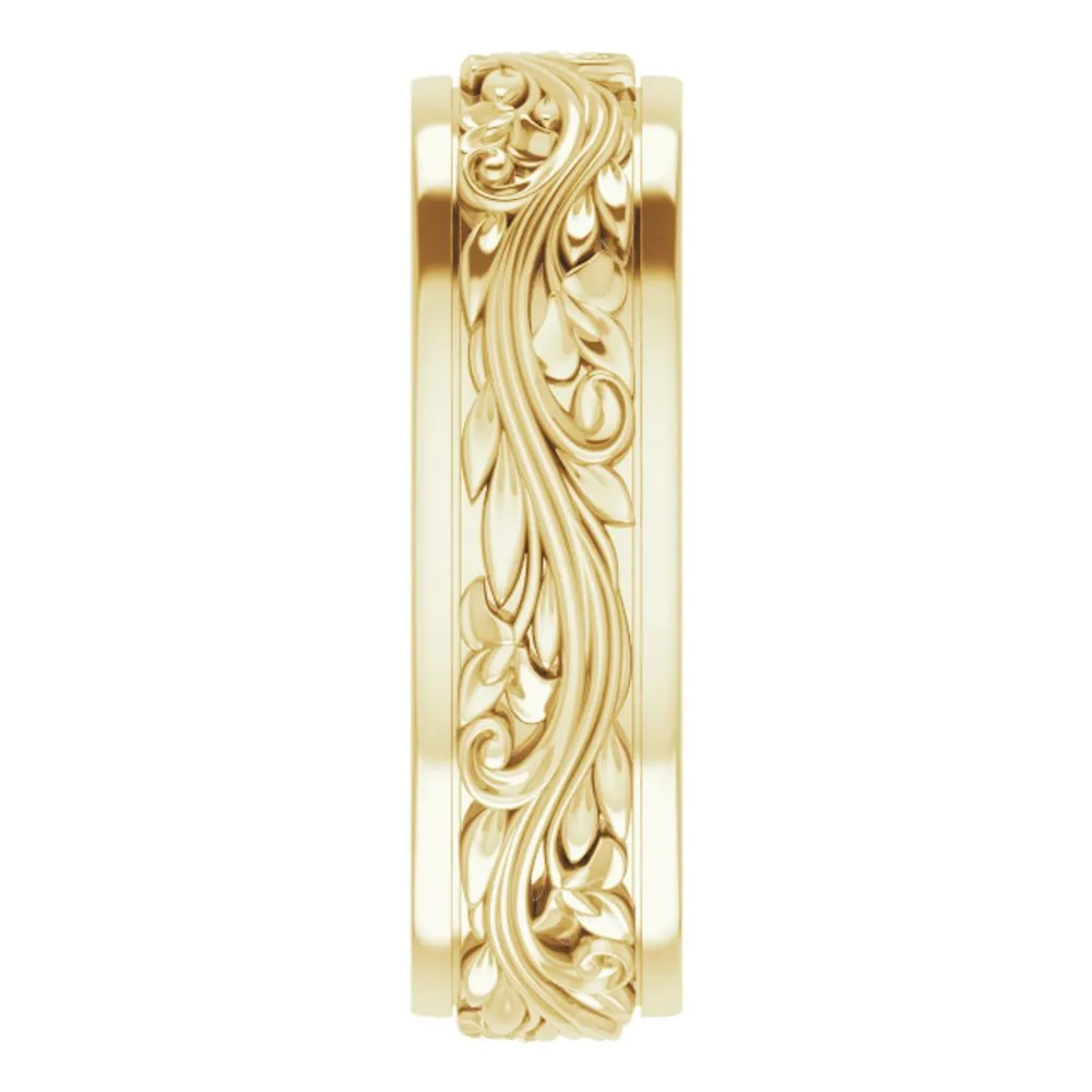 7mm 14K Yellow Gold Sculptural Standard Fit Band