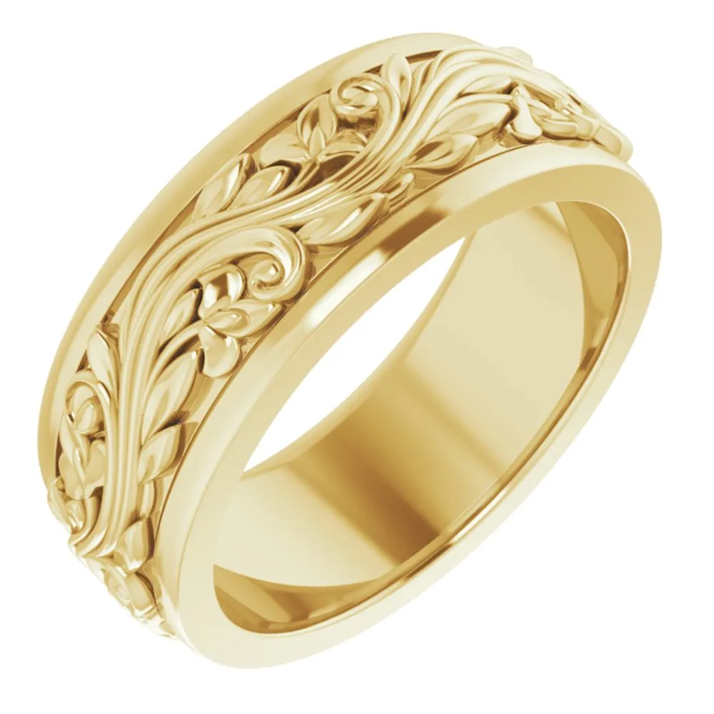 7mm 14K Yellow Gold Sculptural Standard Fit Band