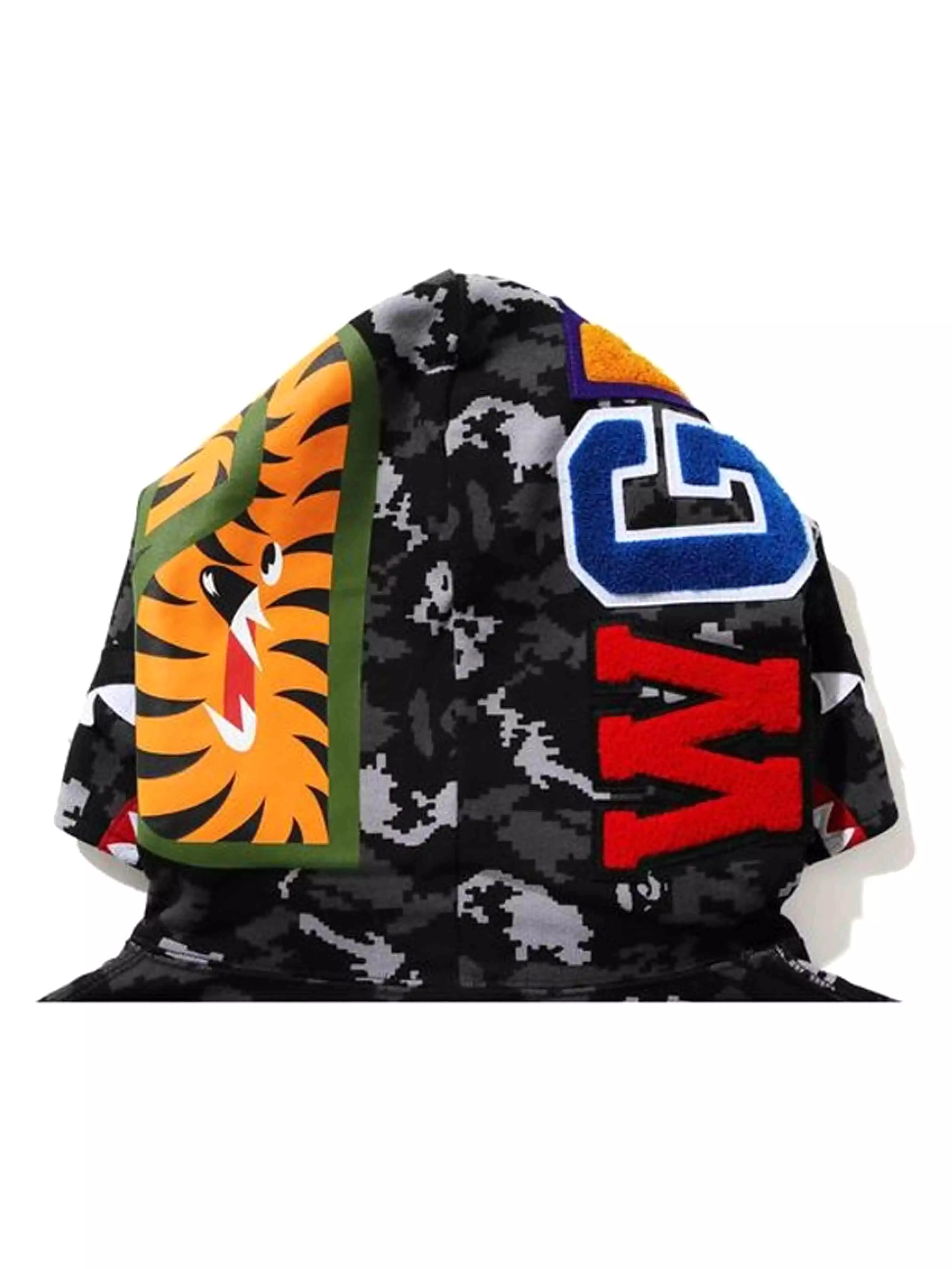 A Bathing Ape Digital Camo Shark Wide Hoodie Black [FW20]