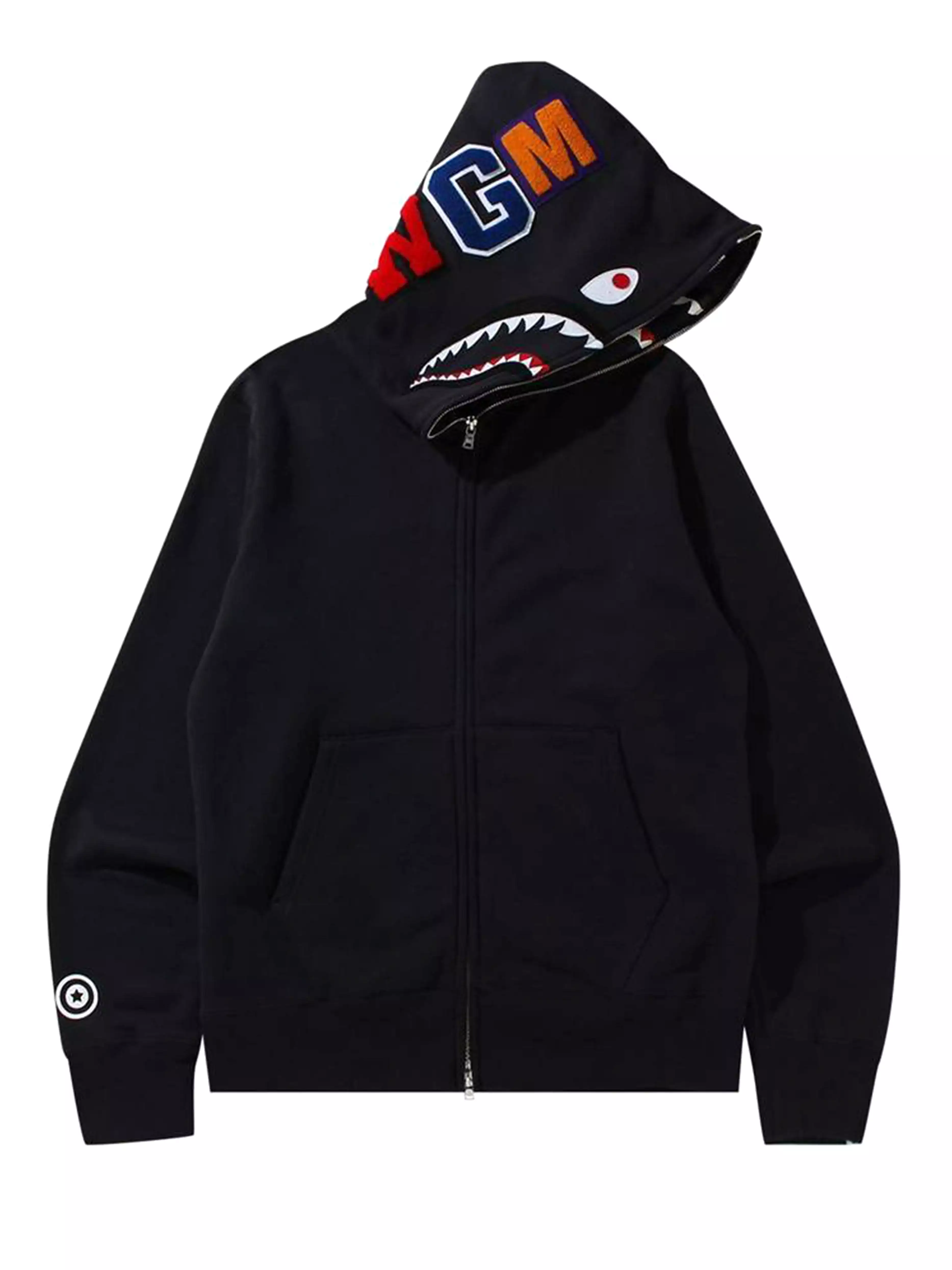 A Bathing Ape Double Side Shark Full Zip Hoodie Black [FW21]