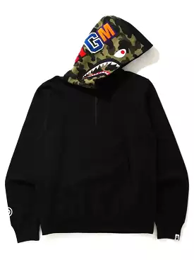 A Bathing Ape Shark Half Zip Pullover Hoodie Black