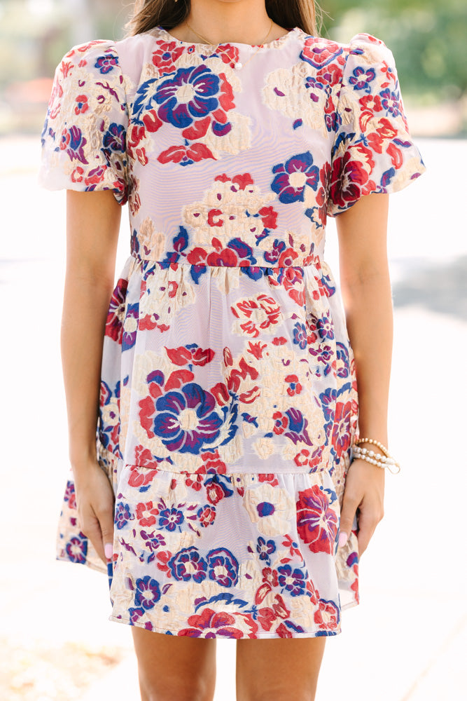 All The Good Royal Blue Floral Babydoll Dress