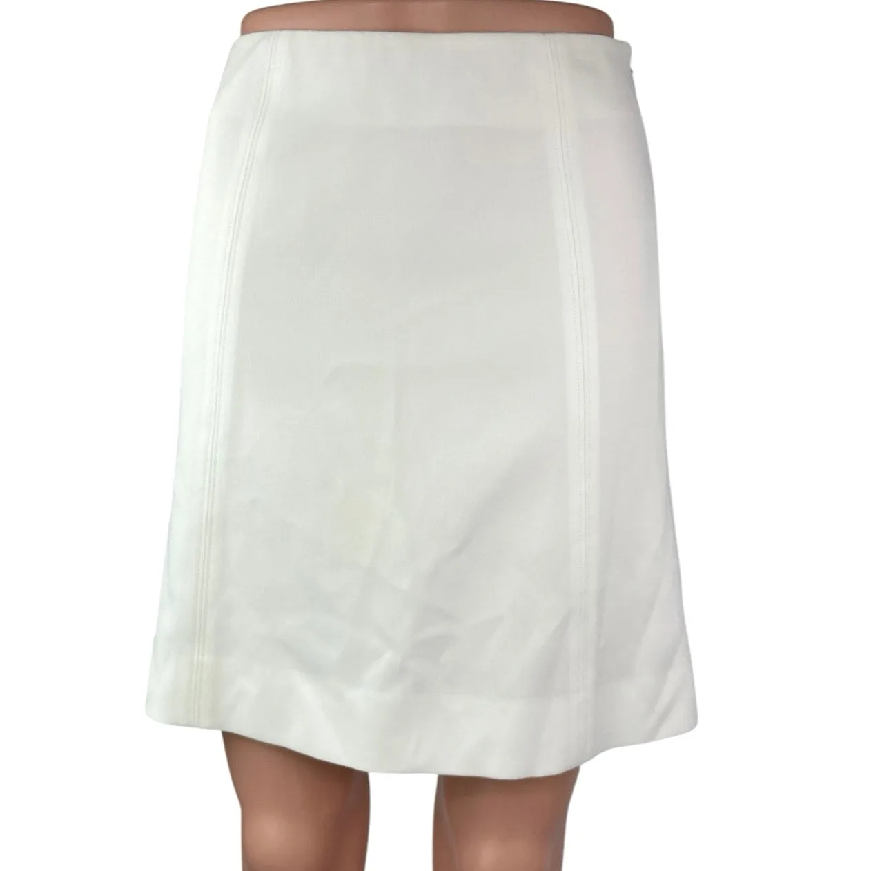 Aritzia Babaton Women's White Zip Up Straight A-Line Knee Length Skirt Size 2