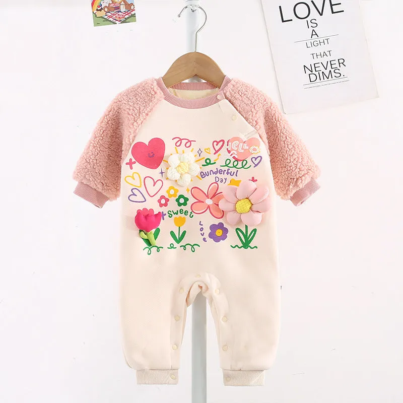 Baby Girls Flower Print Jumpsuits Wholesale 231019104