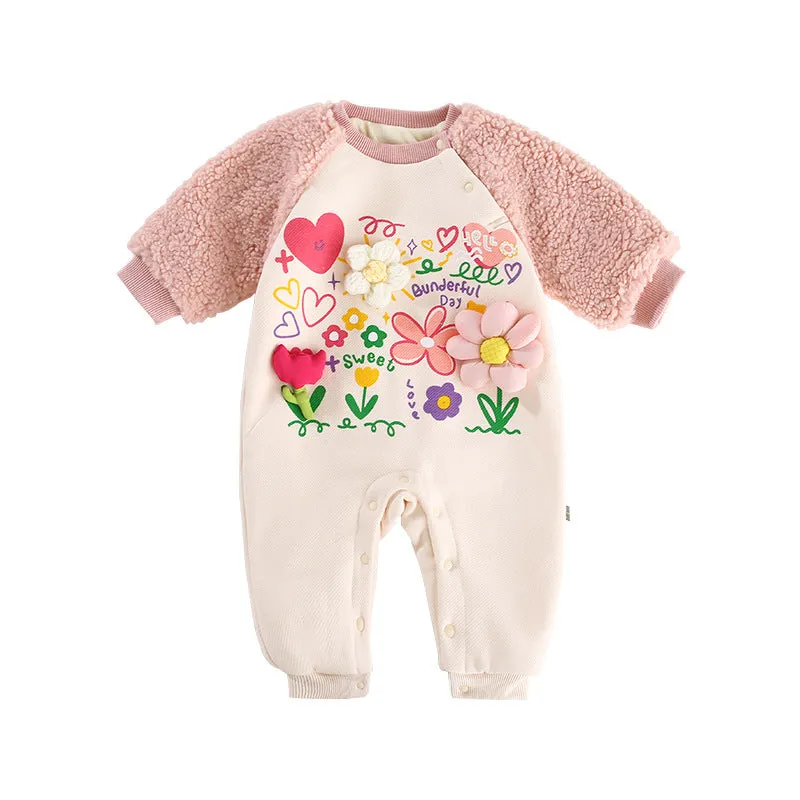 Baby Girls Flower Print Jumpsuits Wholesale 231019104