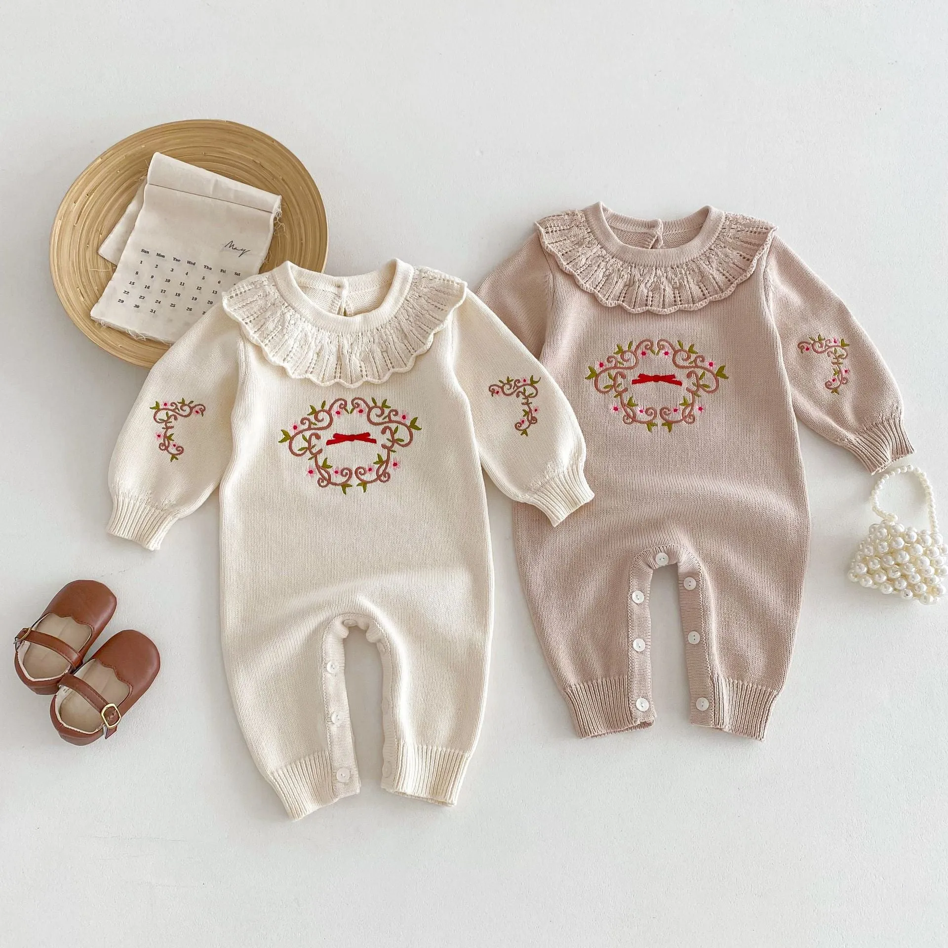 Baby Kid Girls Embroidered Jumpsuits Wholesale 240301167