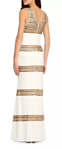 Beaded Long Ivory Dress