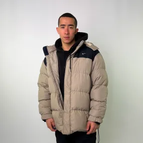 Beige Tan y2ks NIKE Puffer Jacket Coat (XL)