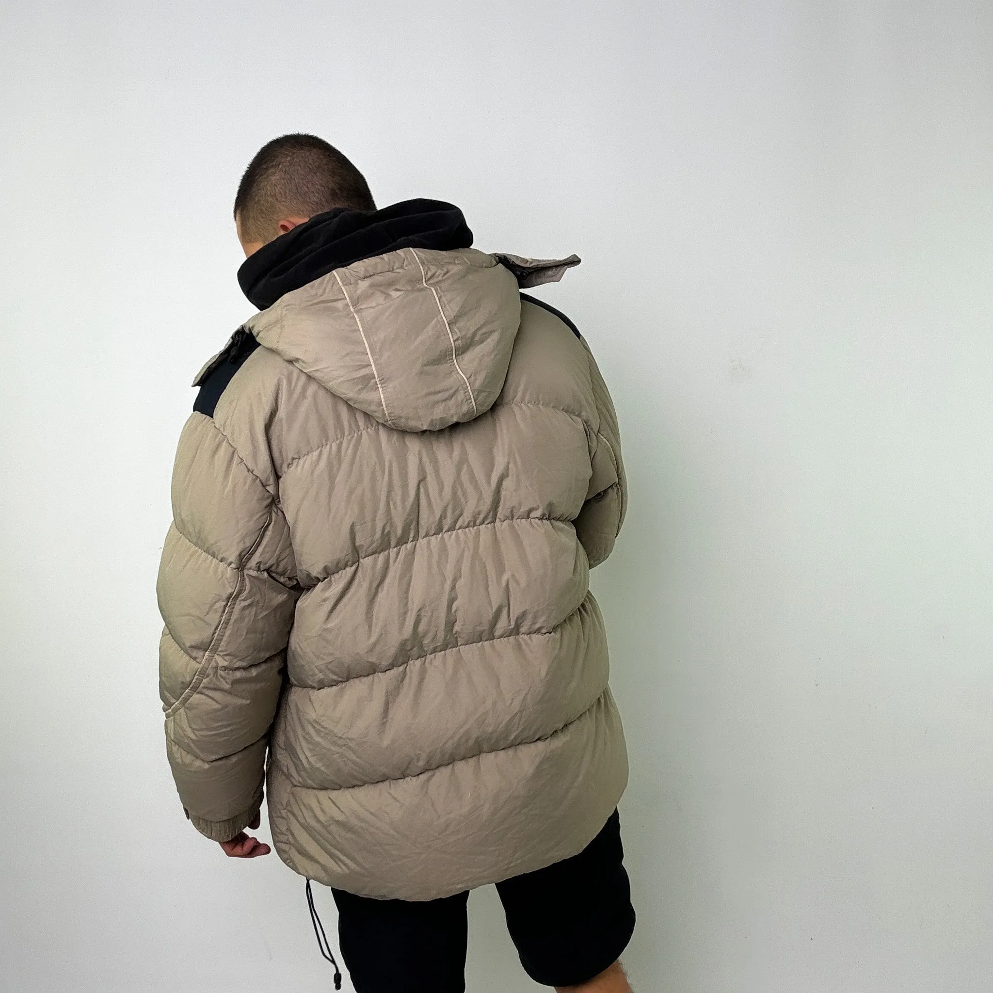 Beige Tan y2ks NIKE Puffer Jacket Coat (XL)