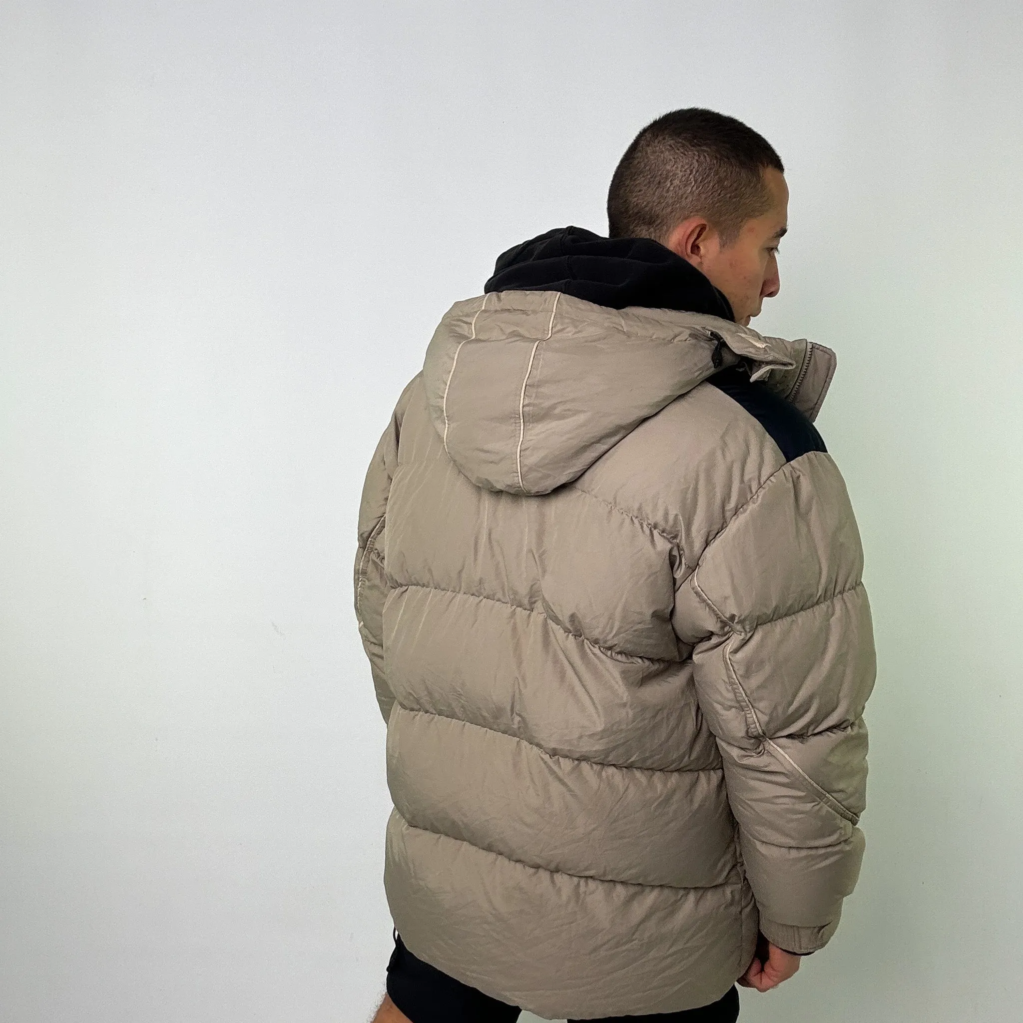 Beige Tan y2ks NIKE Puffer Jacket Coat (XL)