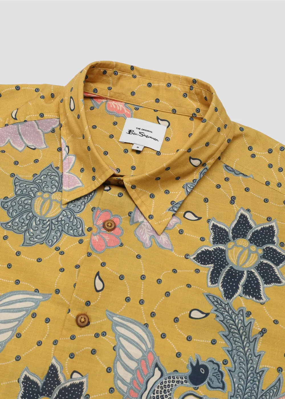 Ben Sherman Abstract Botanical Shirt Zonnebloem Geel