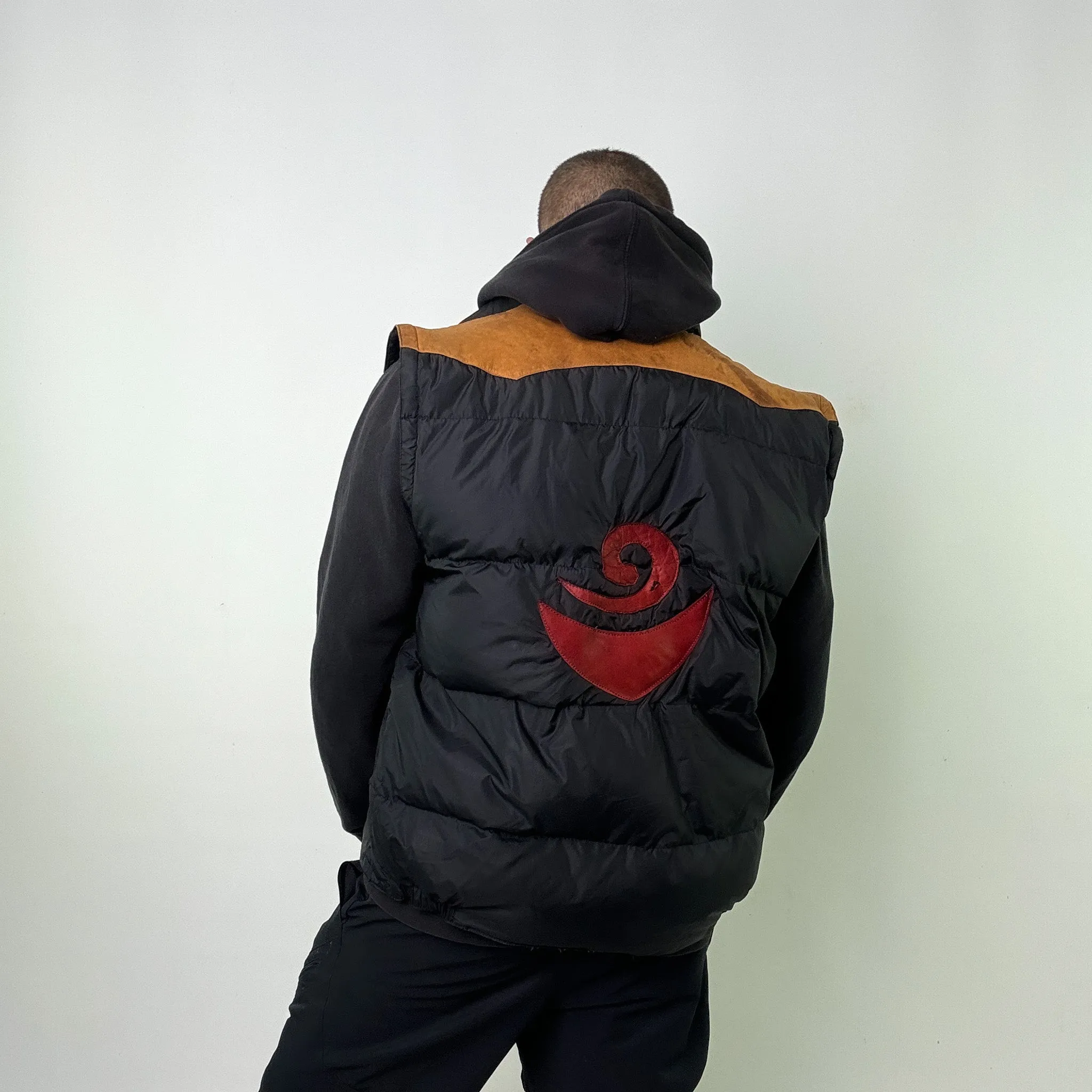 Black 90s Naf Naf Puffer Jacket Coat Gilet (L)