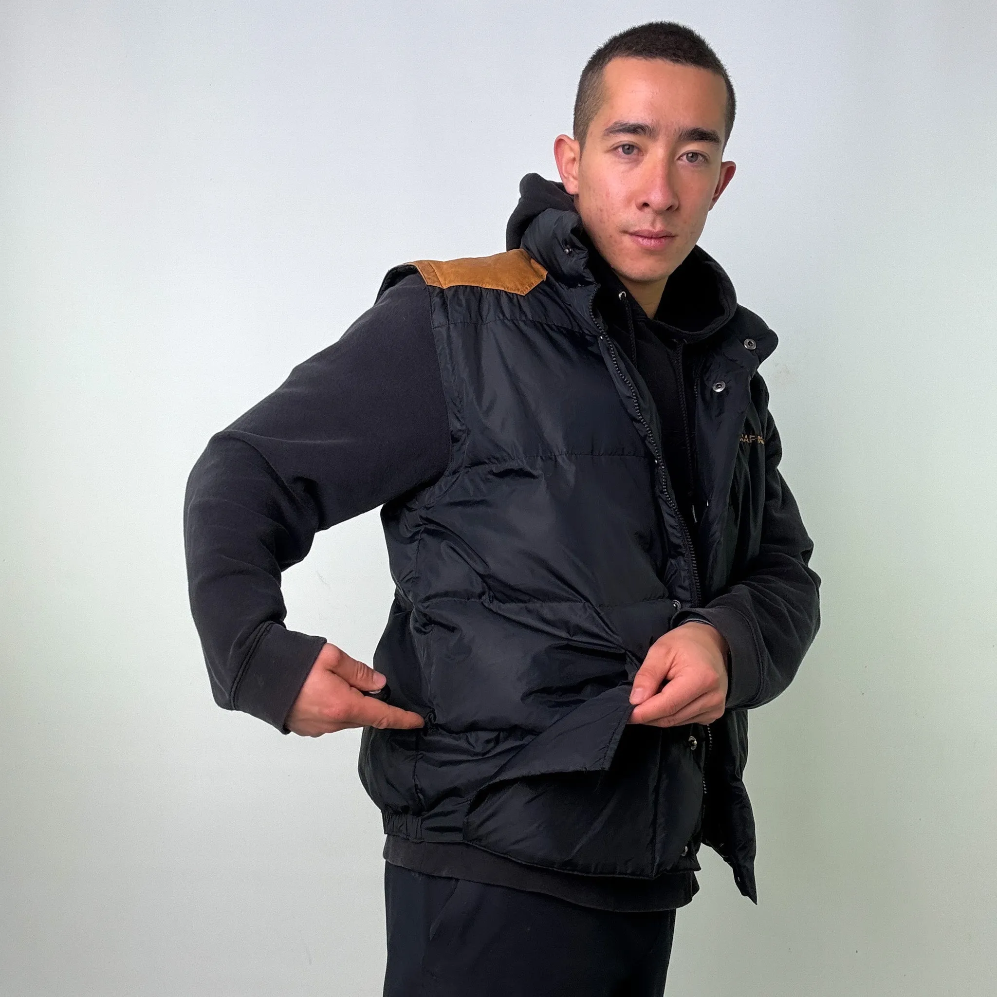 Black 90s Naf Naf Puffer Jacket Coat Gilet (L)