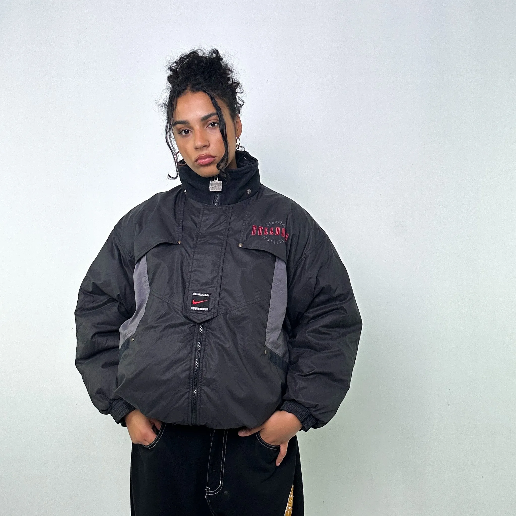 Black 90s NIKE Team Georgia Bulldogs Puffer Jacket Coat (L)