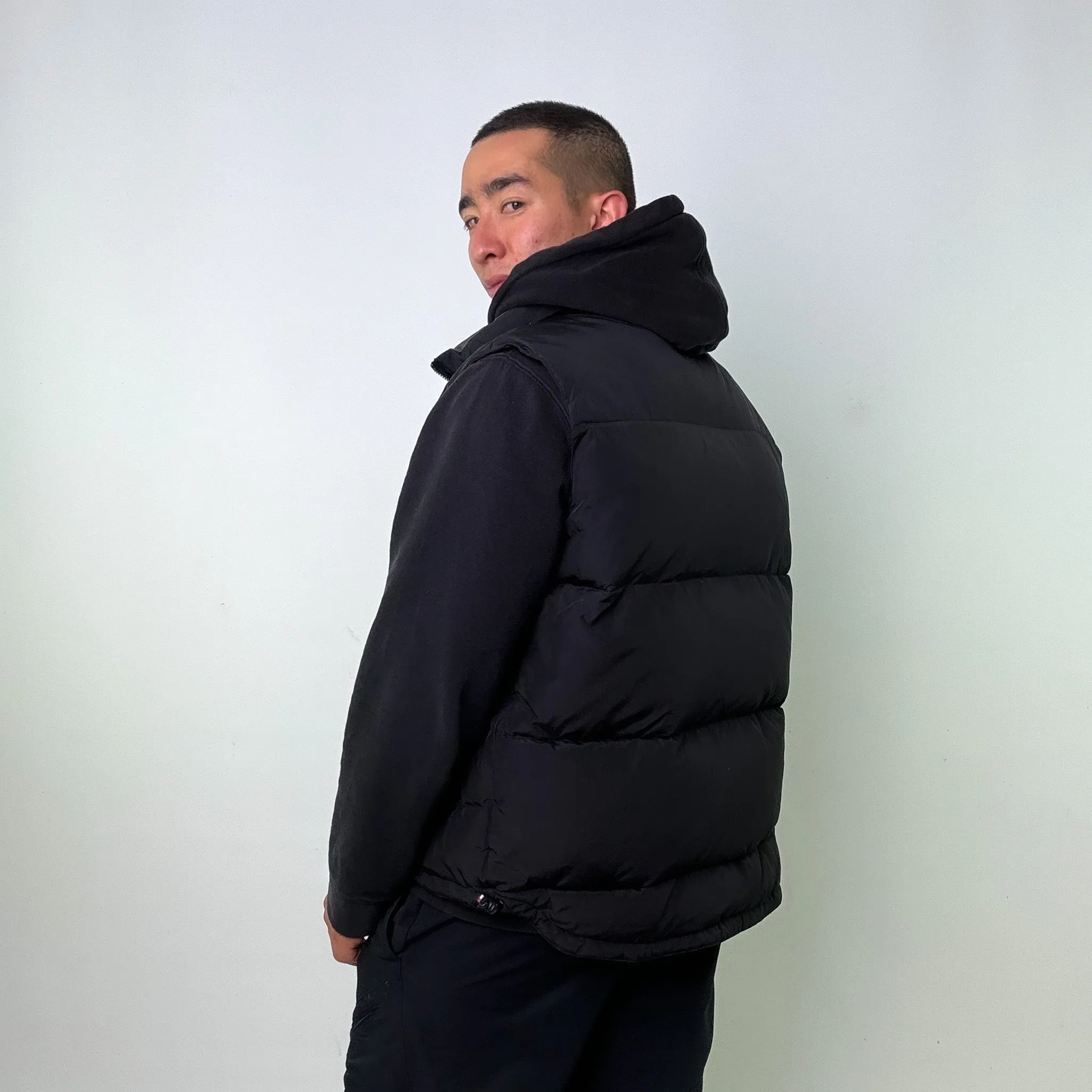 Black 90s Tommy Hilfiger Puffer Jacket Coat Gilet (XL)