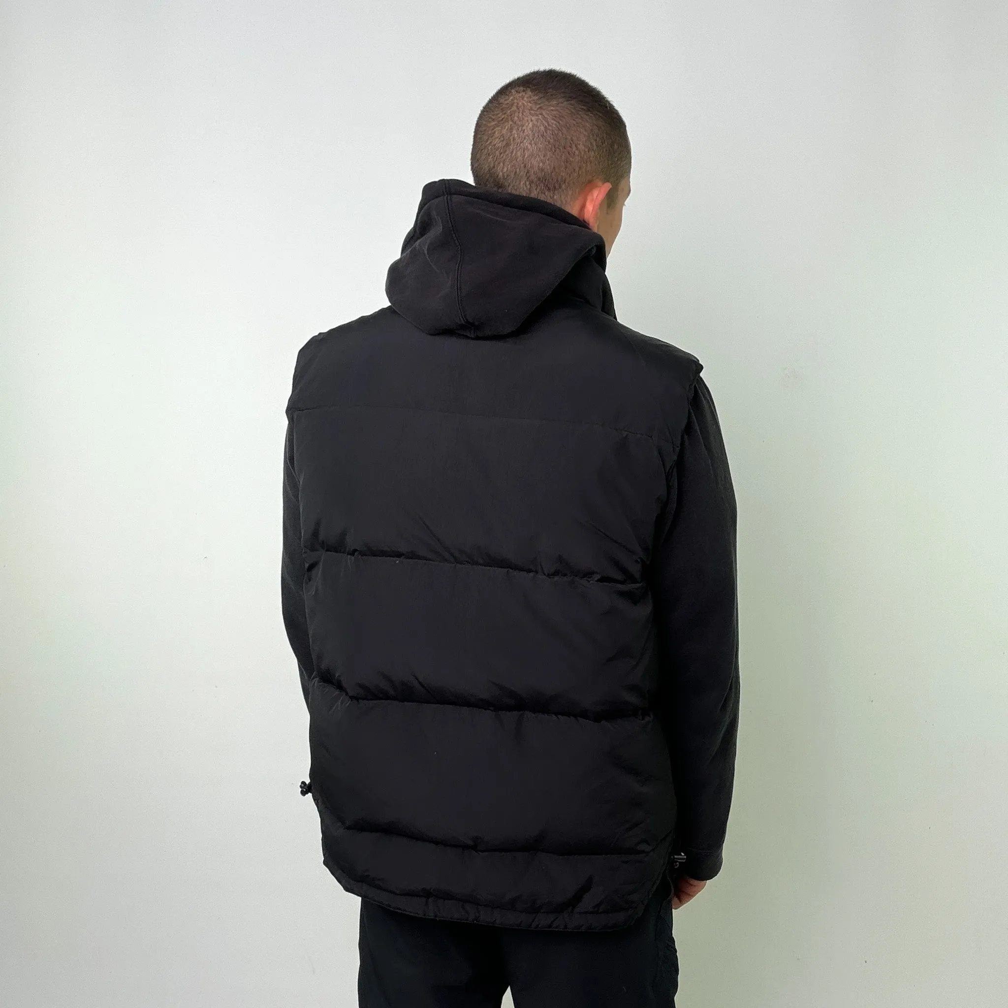 Black 90s Tommy Hilfiger Puffer Jacket Coat Gilet (XL)