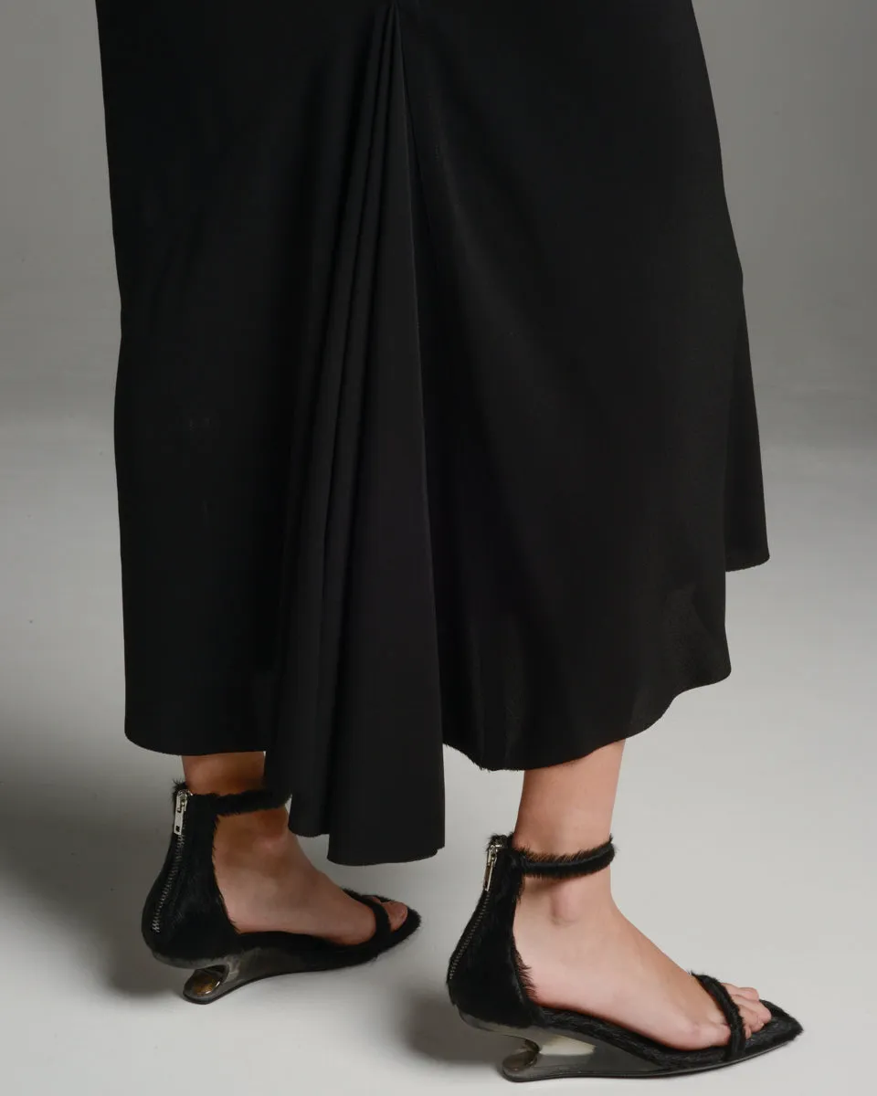 Black Calf Bias Skirt