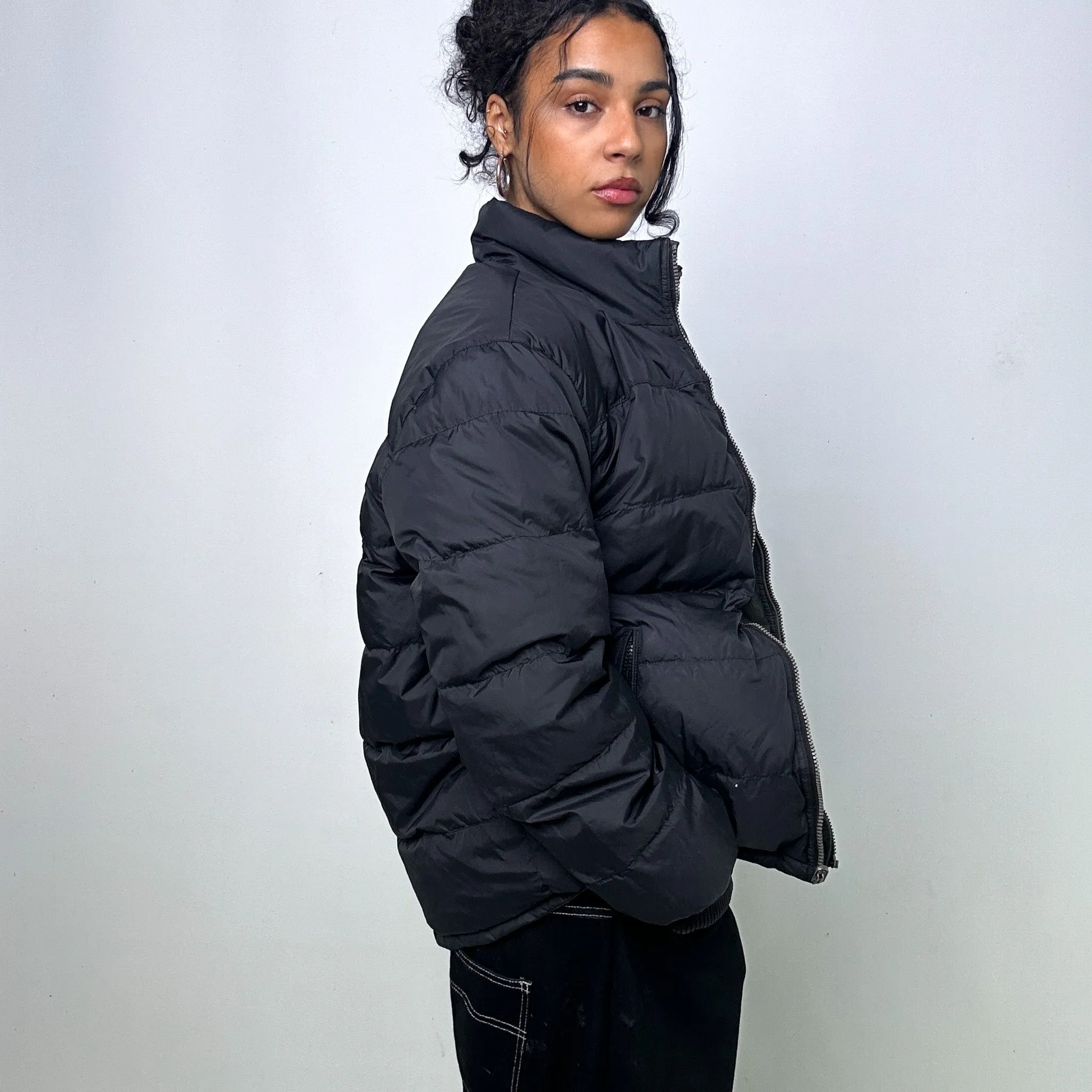 Black Reversible 90s Tommy Hilfiger Puffer Jacket Coat (L)