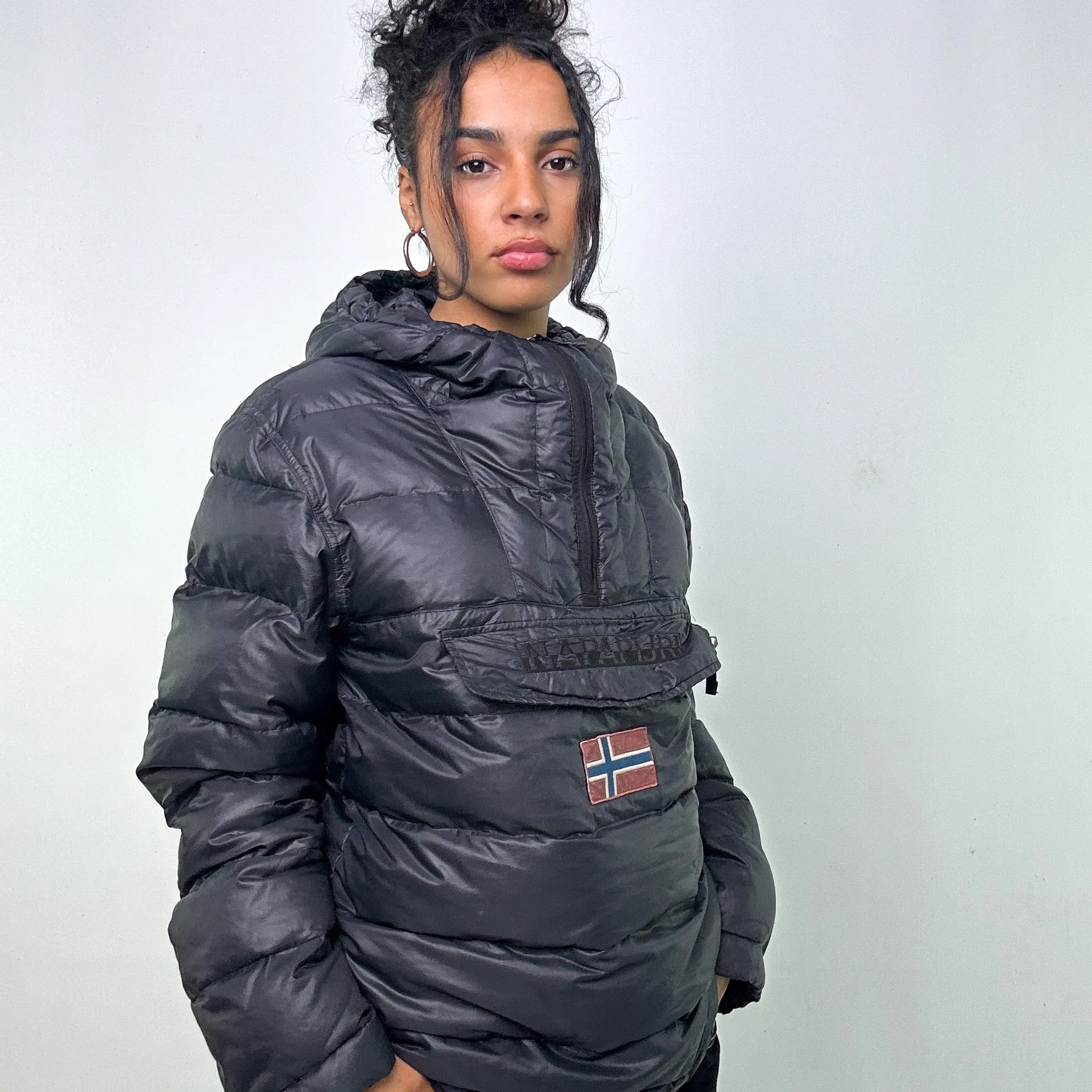 BLACK Y2KS NAPAPIJRI PUFFER JACKET COAT (