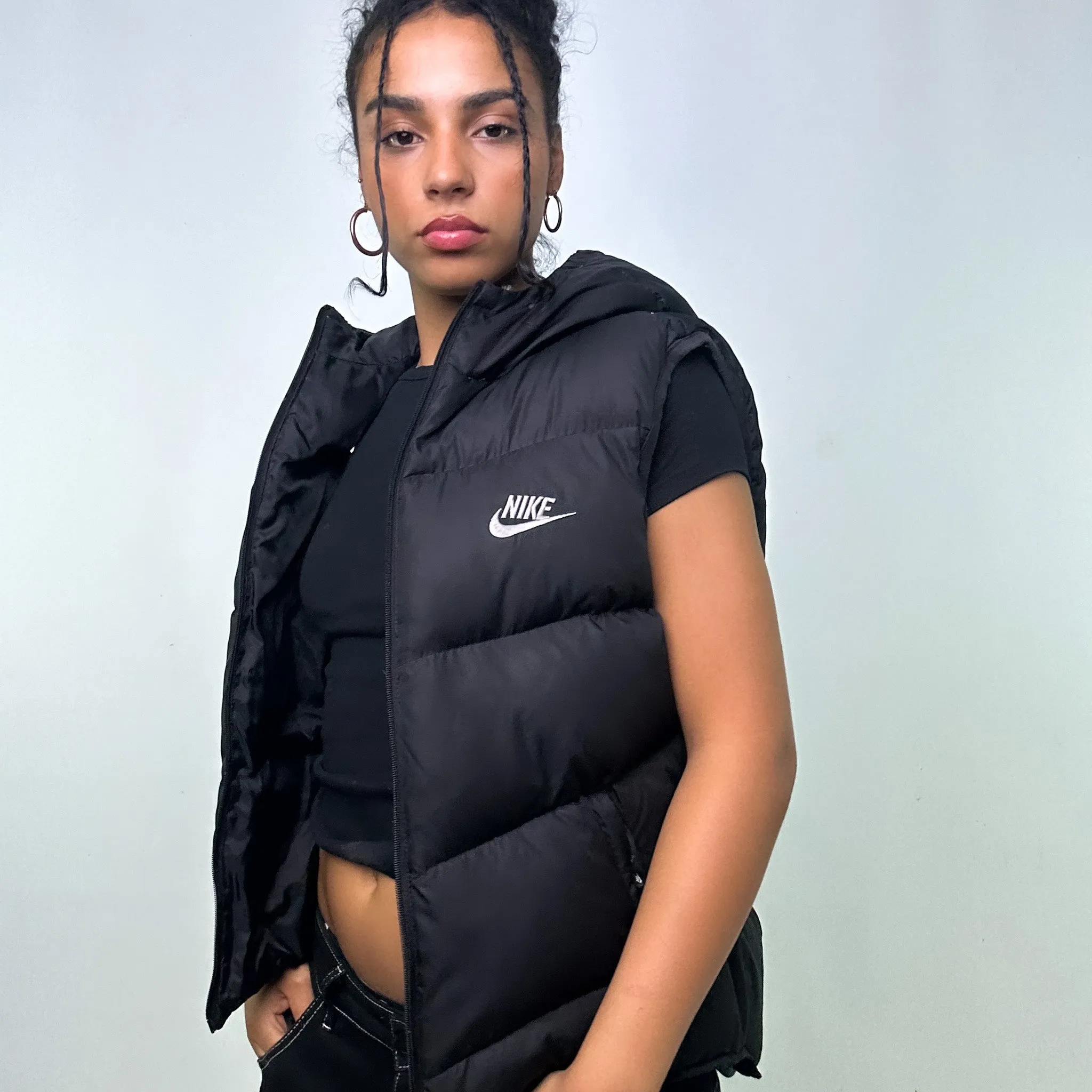 BLACK Y2KS NIKE PUFFER JACKET COAT GILET (