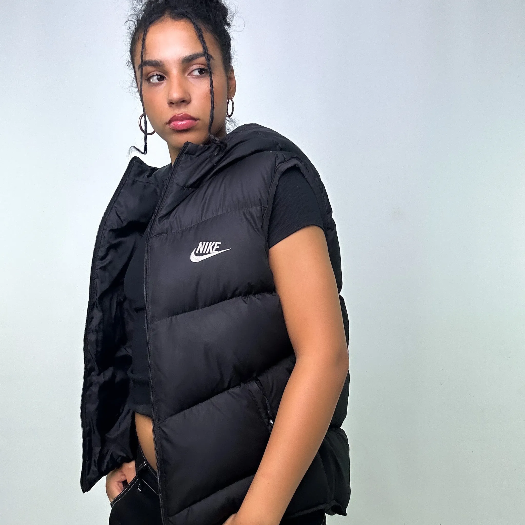 BLACK Y2KS NIKE PUFFER JACKET COAT GILET (