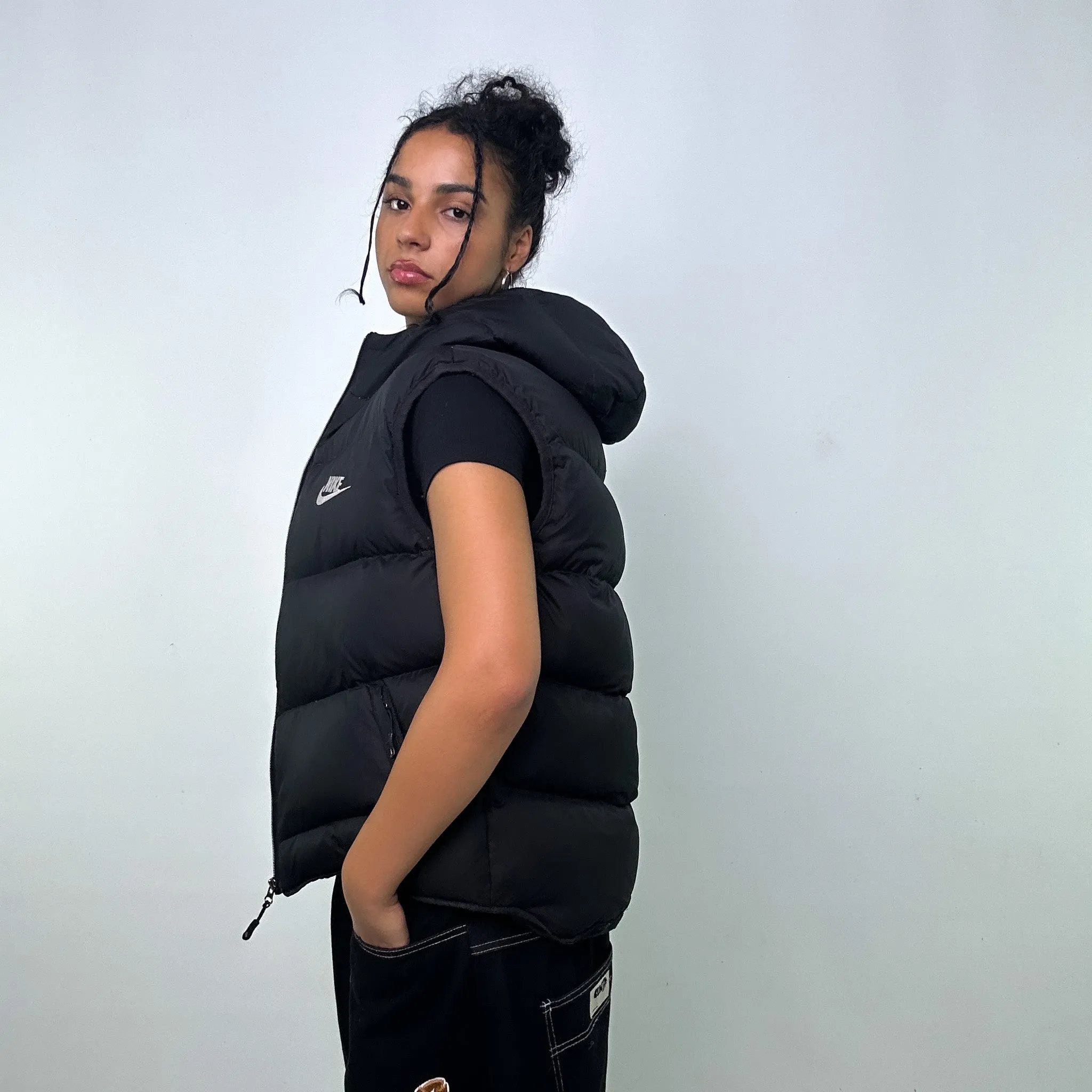 BLACK Y2KS NIKE PUFFER JACKET COAT GILET (