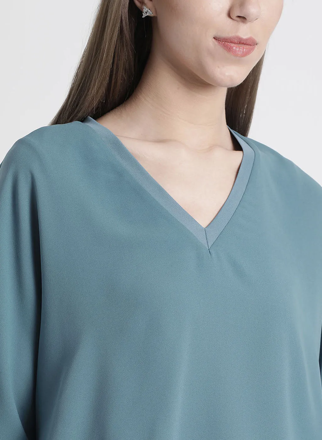 Blue Solid Baggy Top