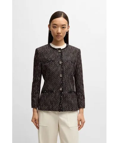 Boss Slim-fit blazer in multicolored bouclé