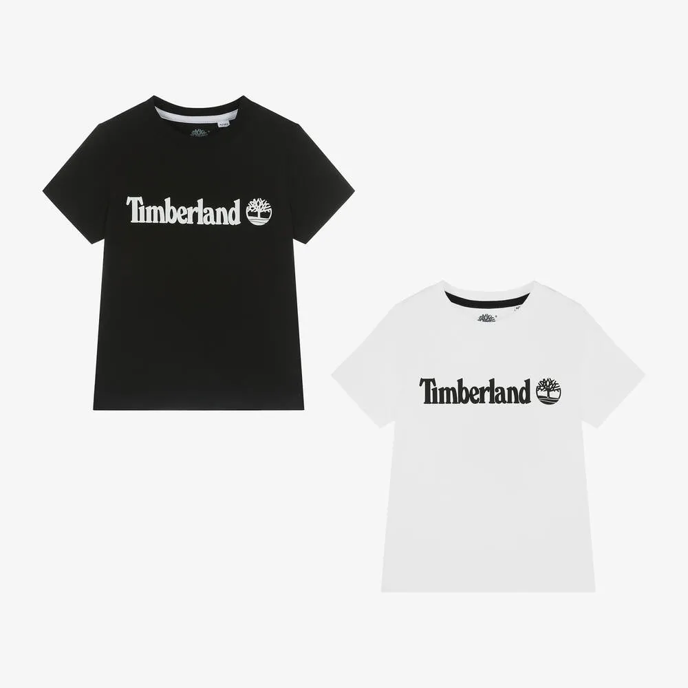 Boys Black & White Cotton T-Shirts (2 Pack)