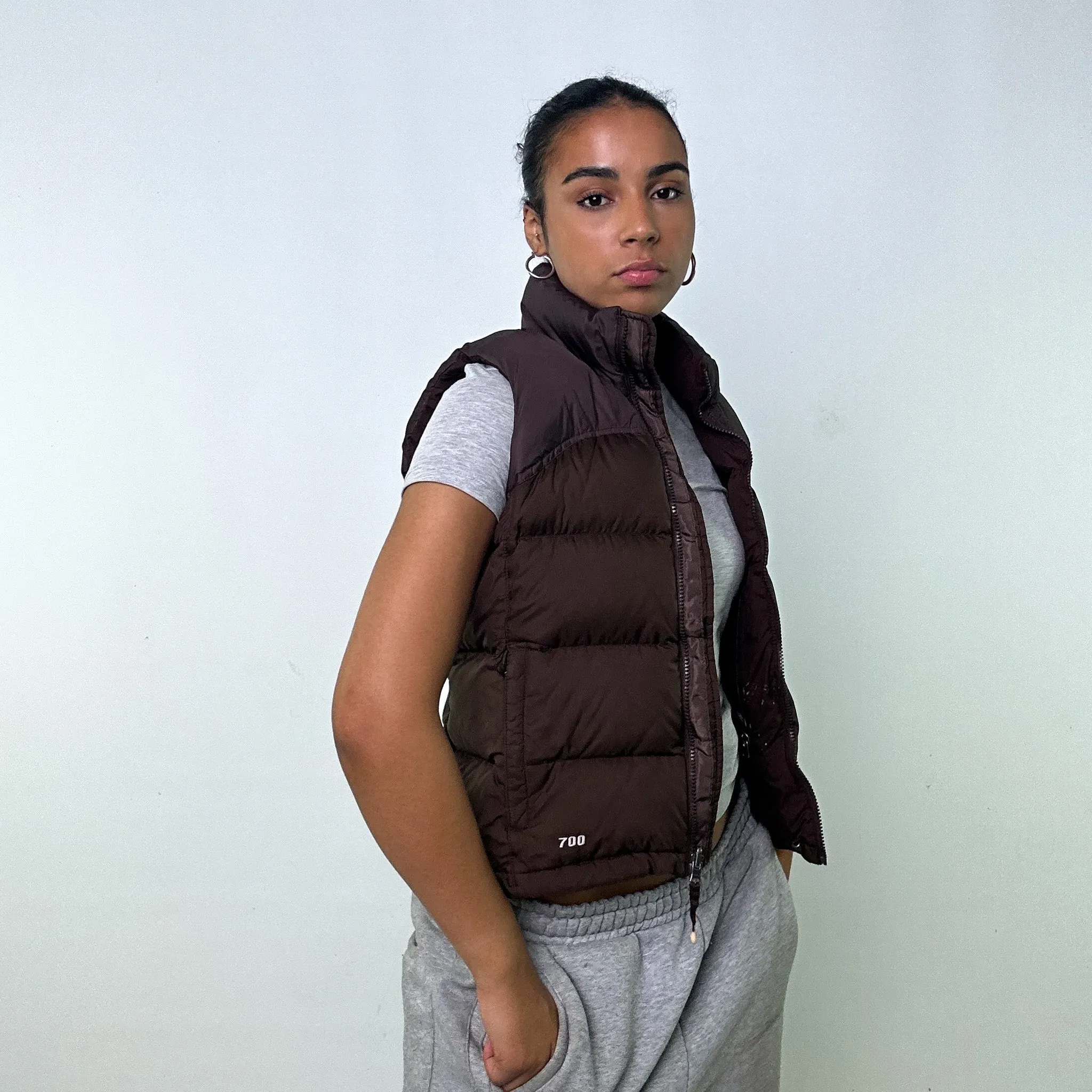 Brown 90s The North Face 700 Series Puffer Jacket Coat Gilet (S)