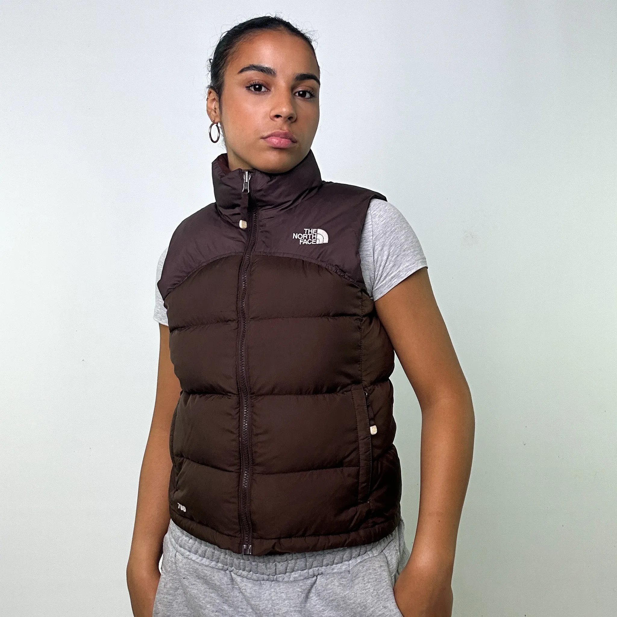 Brown 90s The North Face 700 Series Puffer Jacket Coat Gilet (S)