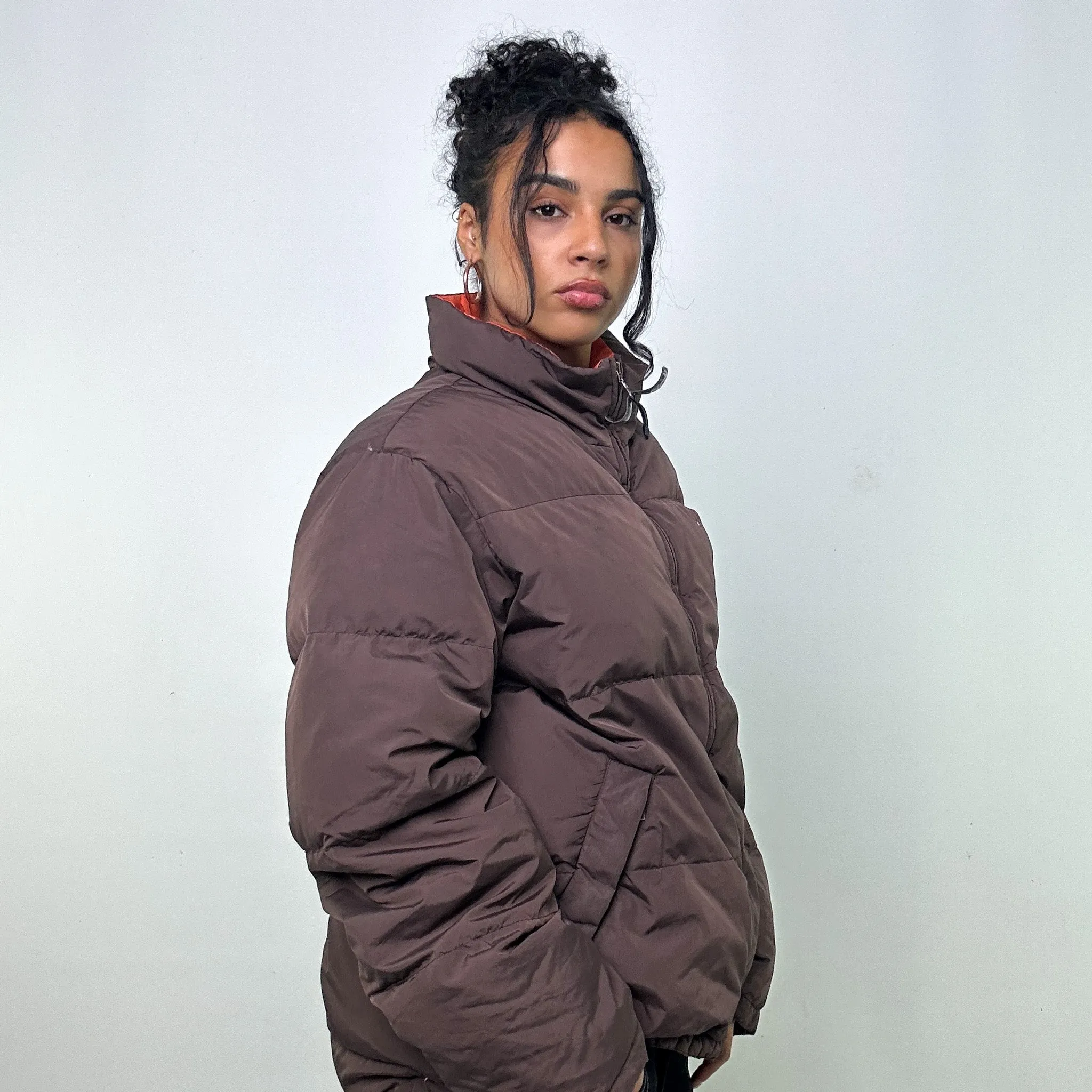 Brown 90s Tommy Hilfiger Puffer Jacket Coat (L)