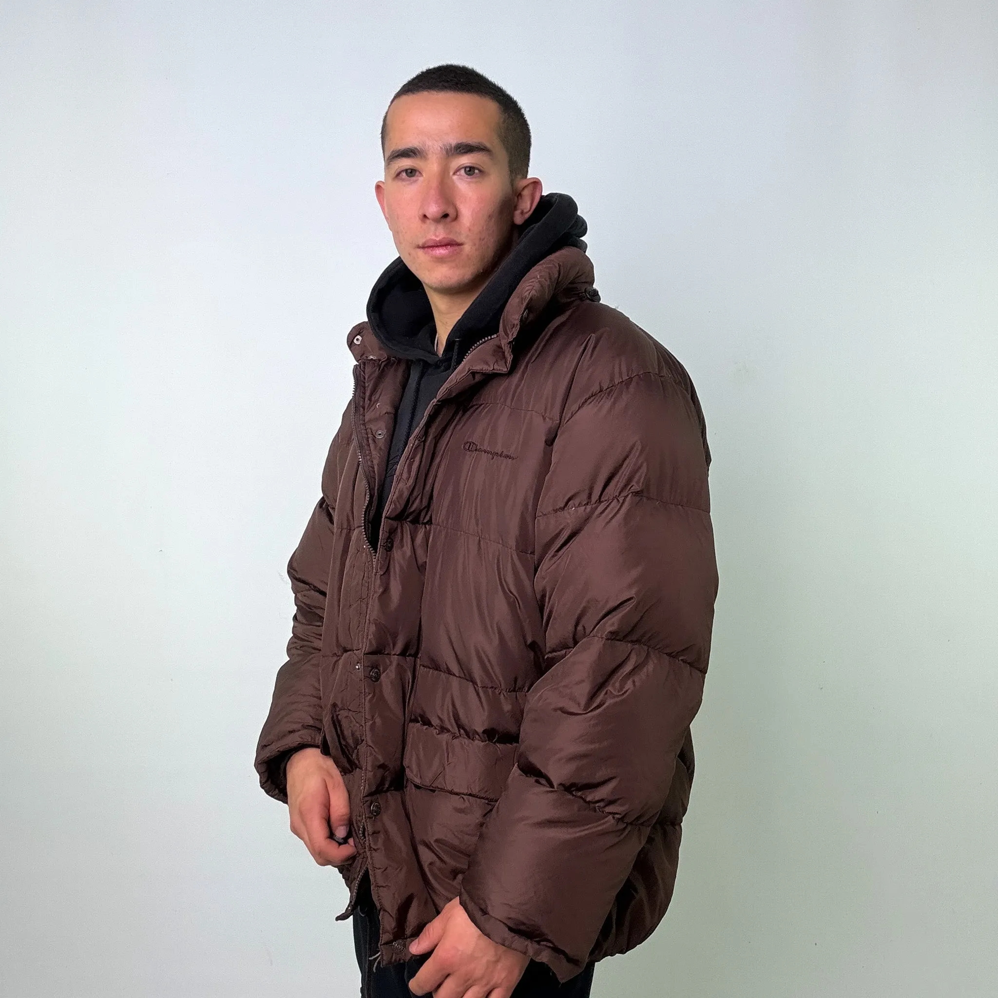 Brown y2ks Champion Puffer Jacket Coat (XL)